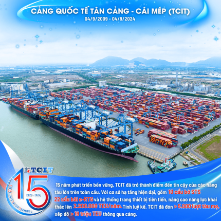 CẢNG QUỐC TẾ TÂN CẢNG - CÁI MÉP (TCIT) - HÀNH TRÌNH 15 NĂM KHẲNG ĐỊNH TẦM VÓC CẢNG NƯỚC SÂU LỚN NHẤT VIỆT NAM (04/9/2009 - 04/9/2024)